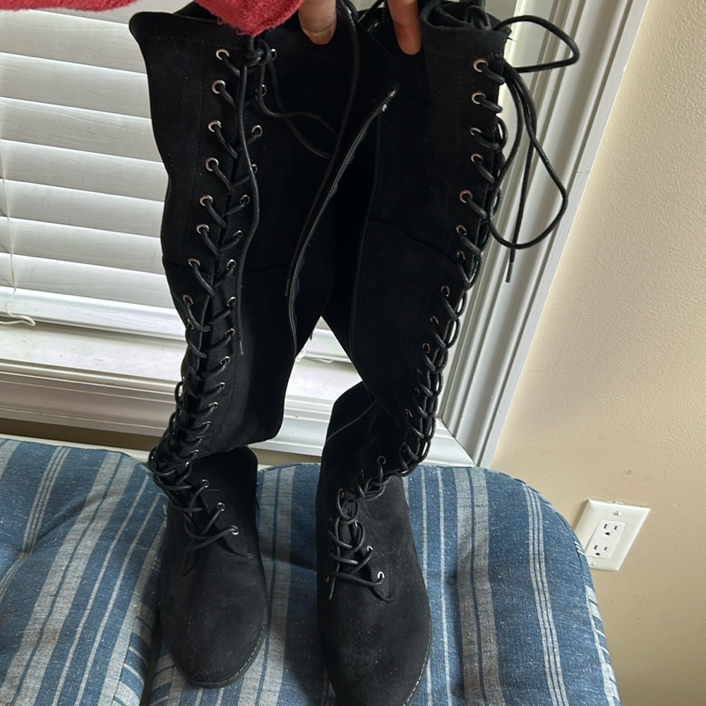 Torrid Black suede 23” long women’s boots. New, never worn